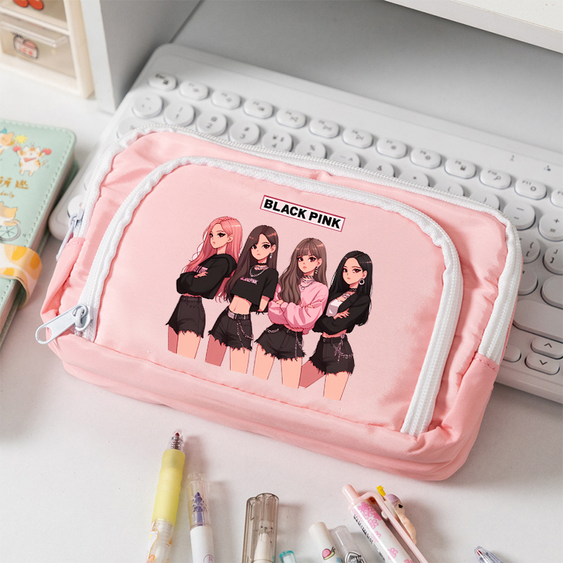 Stationery Supplier - BlackPink Büyük Kapasiteli Kanvas Kalem Kutusu
