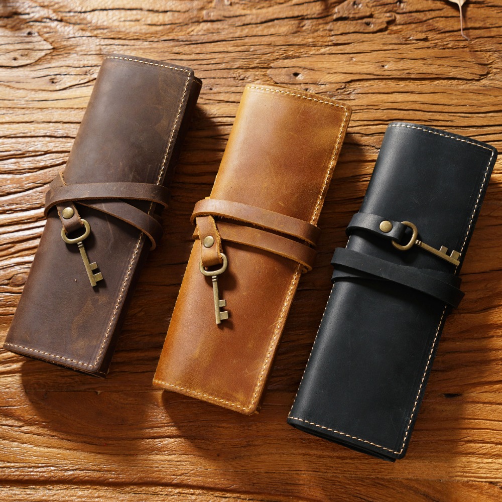Retro Hakiki Deri El Yapımı Ka - Pen Pouch Roll incelemesi ve fiyatı