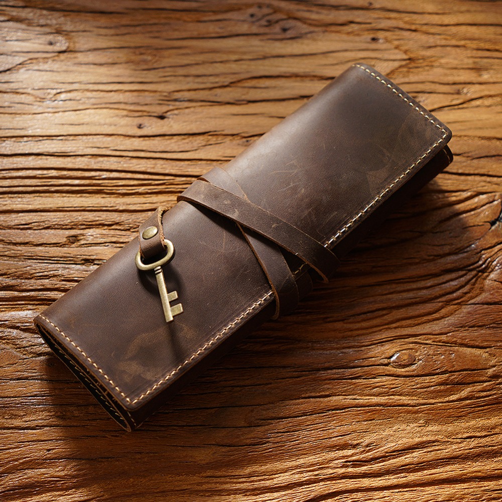 Retro Hakiki Deri El Yapımı Ka - Pen Pouch Roll incelemesi ve fiyatı